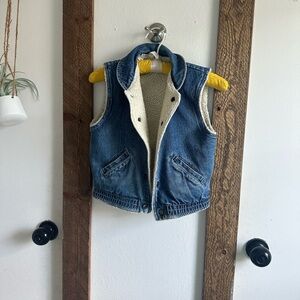 Vintage 90s Denim Vest Backyard Blues Denim Vest Jacket Sherpa Lined